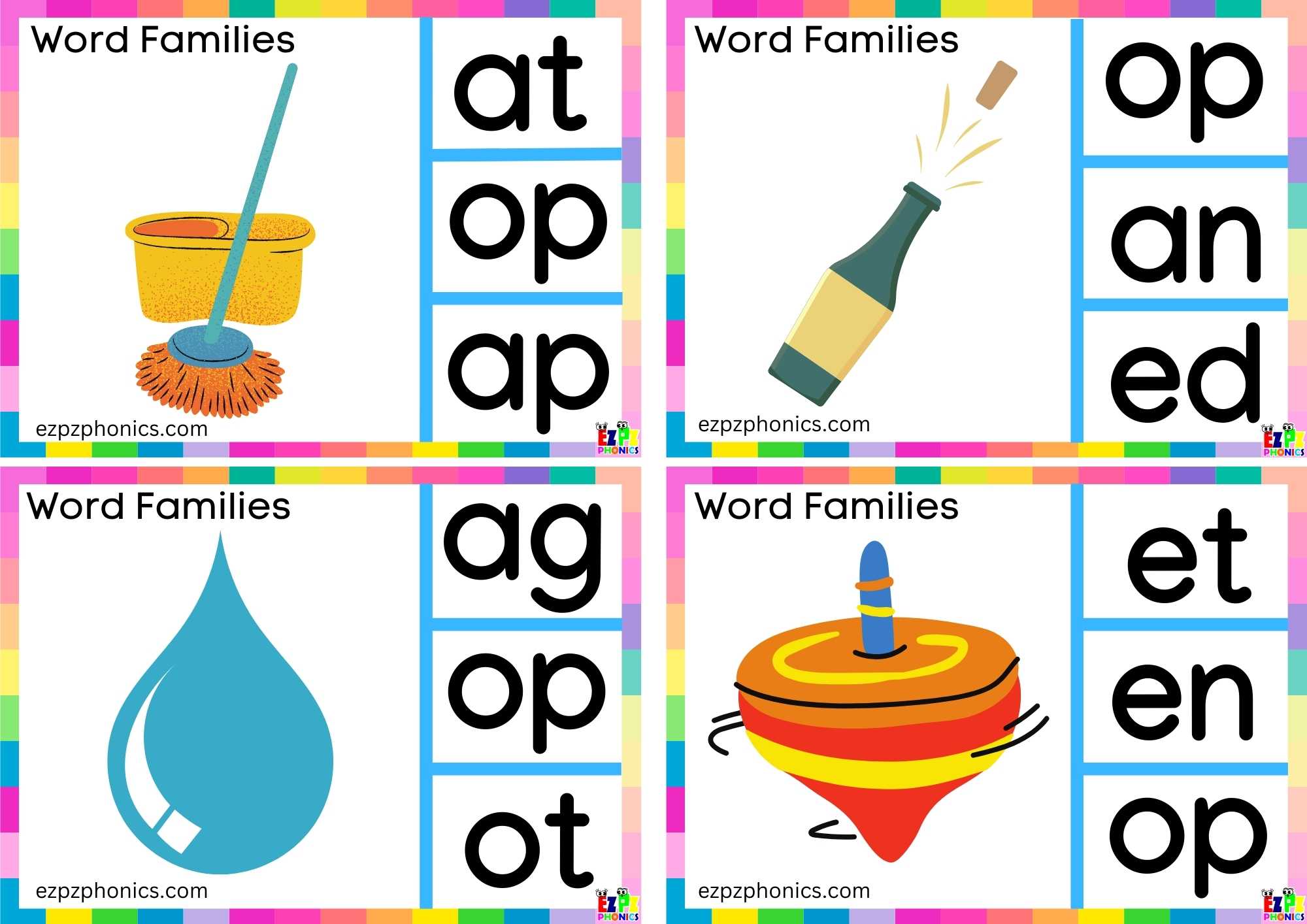 Word Family op Look at the image and clip the correct letters Clip cards group 2